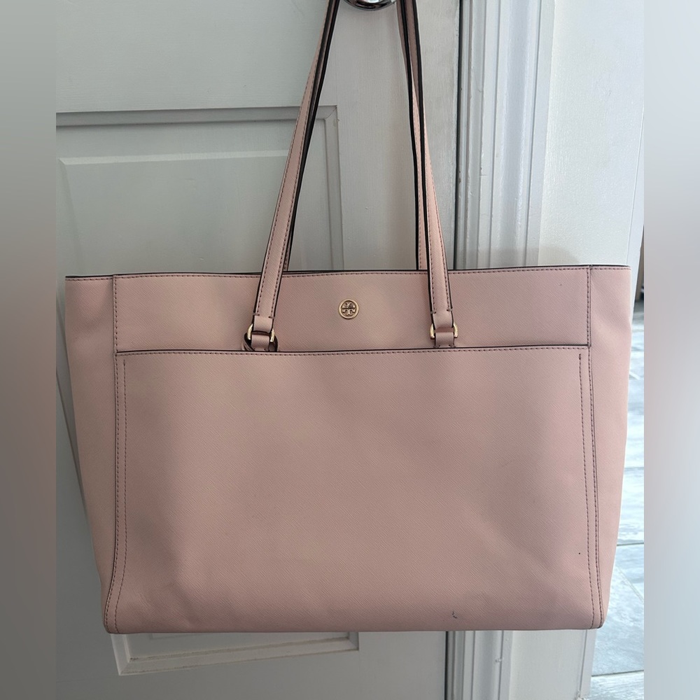 Authentic Tory Burch laptop bag. Light pink. Well loved!